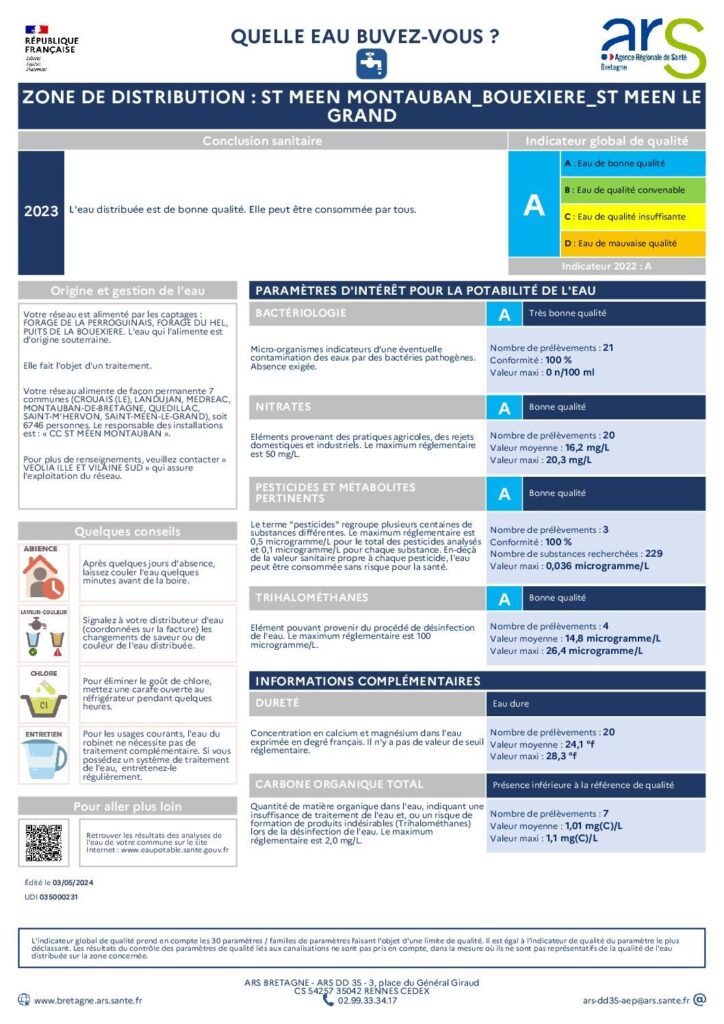 Image du document Information sur la qualité de l’eau – nord Saint-Méen-le-Grand